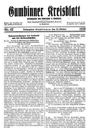 Gumbinner Kreisblatt vom 22.10.1925