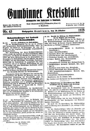 Gumbinner Kreisblatt vom 29.10.1925