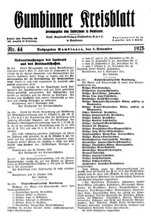 Gumbinner Kreisblatt vom 05.11.1925