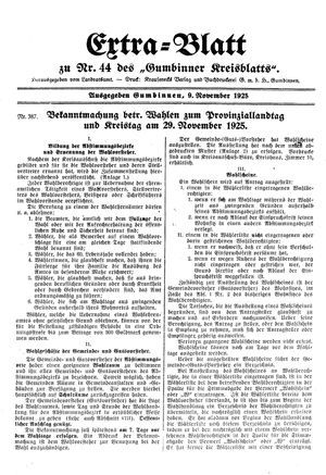 Gumbinner Kreisblatt on Nov 9, 1925