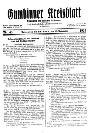Gumbinner Kreisblatt vom 12.11.1925