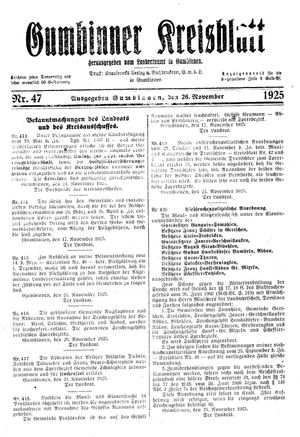 Gumbinner Kreisblatt vom 26.11.1925