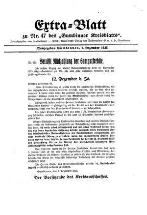 Gumbinner Kreisblatt vom 02.12.1925