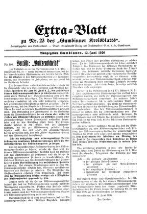 Gumbinner Kreisblatt vom 12.06.1926