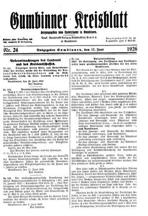 Gumbinner Kreisblatt vom 17.06.1926