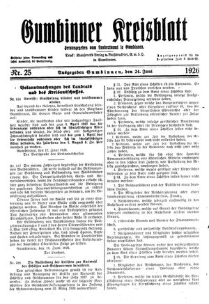 Gumbinner Kreisblatt vom 24.06.1926