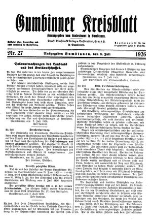Gumbinner Kreisblatt vom 08.07.1926