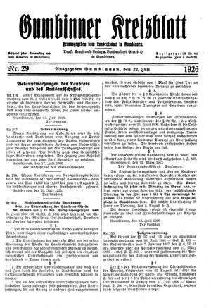 Gumbinner Kreisblatt vom 22.07.1926