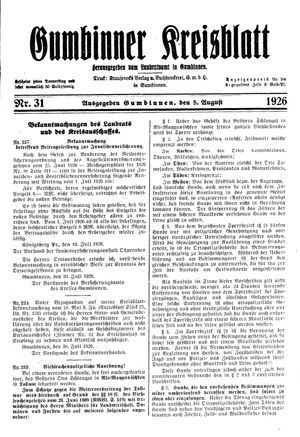Gumbinner Kreisblatt vom 05.08.1926