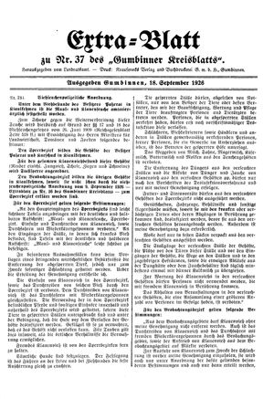 Gumbinner Kreisblatt on Sep 18, 1926