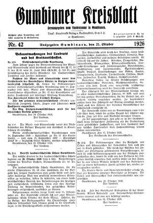 Gumbinner Kreisblatt vom 21.10.1926