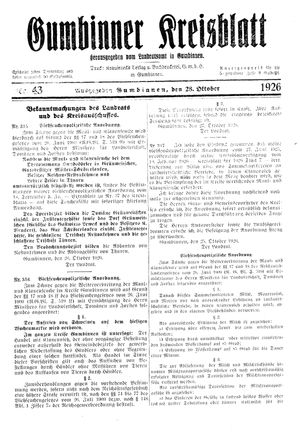 Gumbinner Kreisblatt on Oct 28, 1926