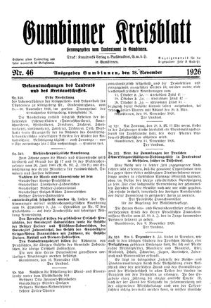 Gumbinner Kreisblatt vom 18.11.1926