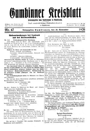 Gumbinner Kreisblatt vom 25.11.1926
