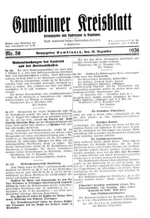 Gumbinner Kreisblatt vom 16.12.1926