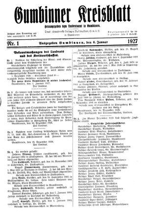Gumbinner Kreisblatt vom 06.01.1927