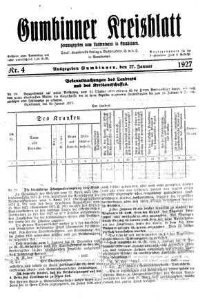 Gumbinner Kreisblatt vom 27.01.1927