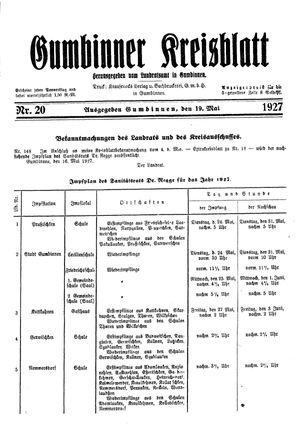 Gumbinner Kreisblatt on May 19, 1927