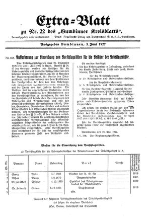 Gumbinner Kreisblatt vom 03.06.1927