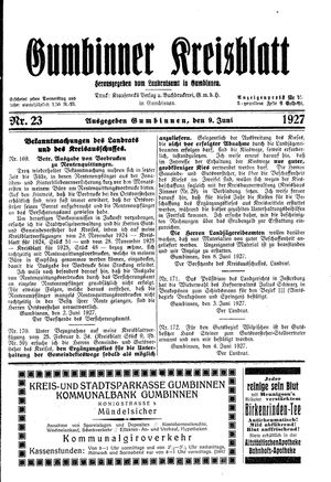 Gumbinner Kreisblatt vom 09.06.1927
