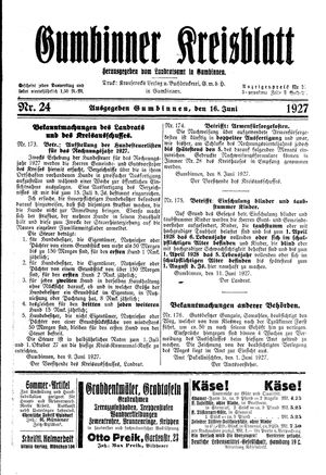 Gumbinner Kreisblatt vom 16.06.1927