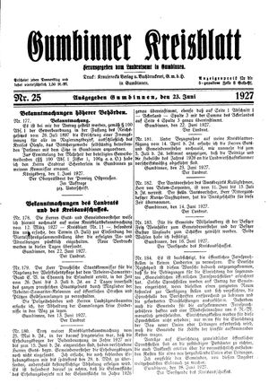 Gumbinner Kreisblatt vom 23.06.1927