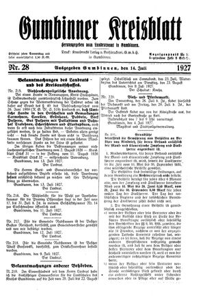 Gumbinner Kreisblatt vom 14.07.1927