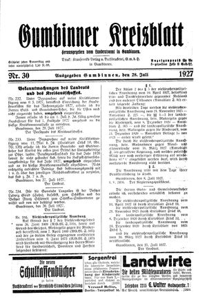Gumbinner Kreisblatt vom 28.07.1927