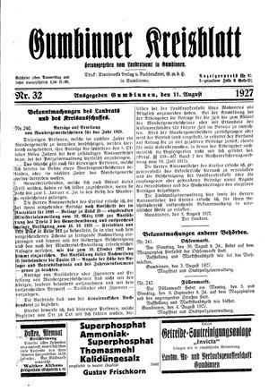 Gumbinner Kreisblatt vom 11.08.1927