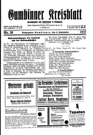 Gumbinner Kreisblatt vom 08.09.1927