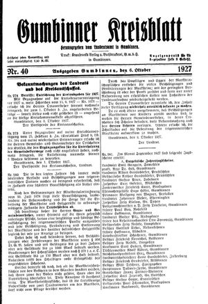 Gumbinner Kreisblatt vom 06.10.1927