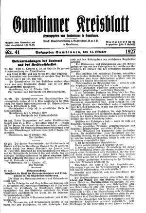 Gumbinner Kreisblatt vom 13.10.1927