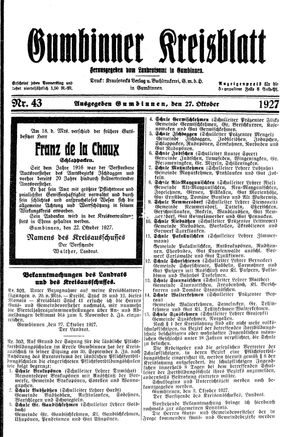 Gumbinner Kreisblatt on Oct 27, 1927