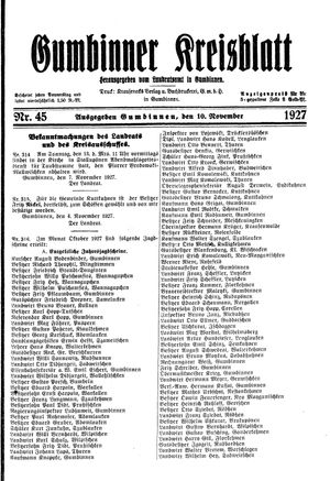 Gumbinner Kreisblatt vom 10.11.1927