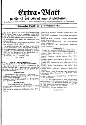 Gumbinner Kreisblatt on Nov 19, 1927
