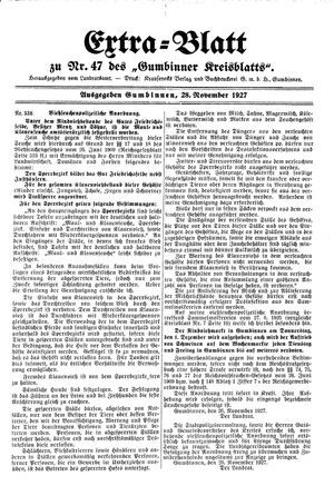 Gumbinner Kreisblatt vom 28.11.1927