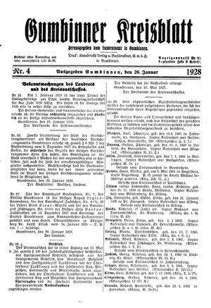 Gumbinner Kreisblatt vom 26.01.1928