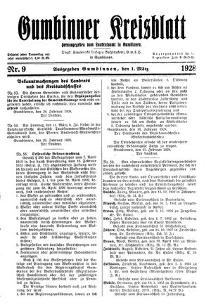 Gumbinner Kreisblatt vom 01.03.1928