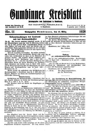 Gumbinner Kreisblatt on Mar 15, 1928