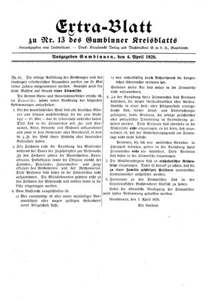 Gumbinner Kreisblatt vom 04.04.1928