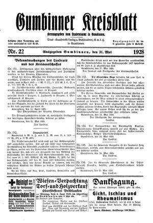 Gumbinner Kreisblatt vom 31.05.1928