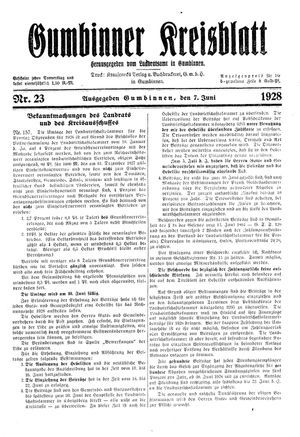 Gumbinner Kreisblatt vom 07.06.1928