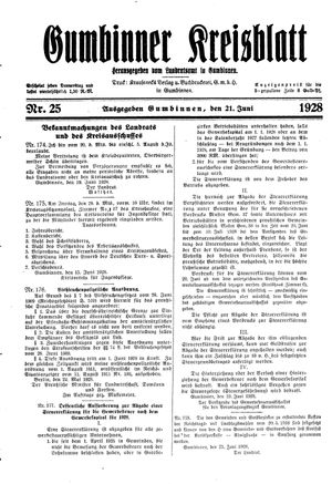 Gumbinner Kreisblatt vom 21.06.1928