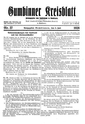 Gumbinner Kreisblatt on Jul 5, 1928
