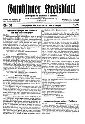 Gumbinner Kreisblatt vom 09.08.1928