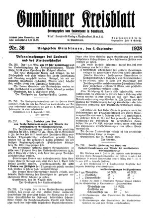 Gumbinner Kreisblatt on Sep 6, 1928