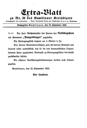 Gumbinner Kreisblatt vom 22.09.1928