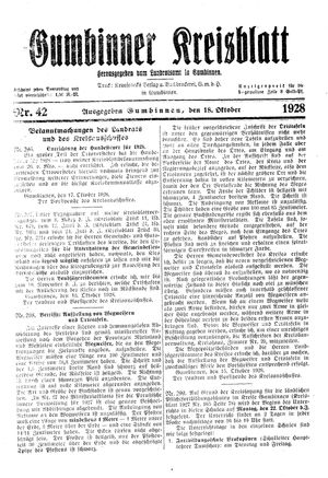 Gumbinner Kreisblatt vom 18.10.1928
