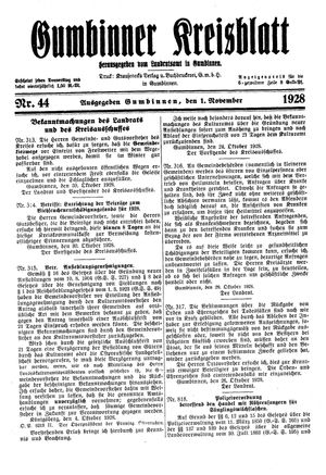 Gumbinner Kreisblatt vom 01.11.1928