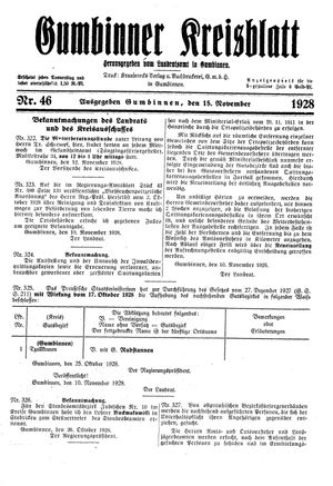 Gumbinner Kreisblatt vom 15.11.1928